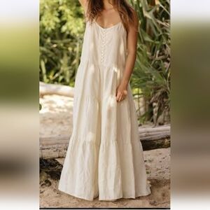 Myrah Penaloza 100% Linen Boho Beachy Pants Romper Playsuit. XL